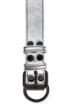 Metallic silver leather pup collar