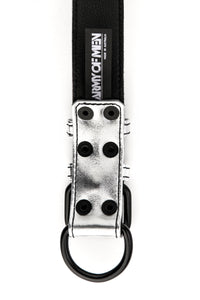 Metallic silver leather pup collar lining