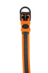 Orange leather racer stripe pup collar