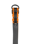 Orange leather racer stripe pup collar lining