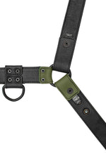 Army green leather chevron bulldog harness lining