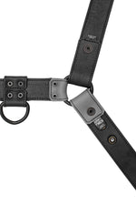 Grey leather chevron bulldog harness lining