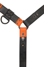 Orange leather chevron bulldog harness lining