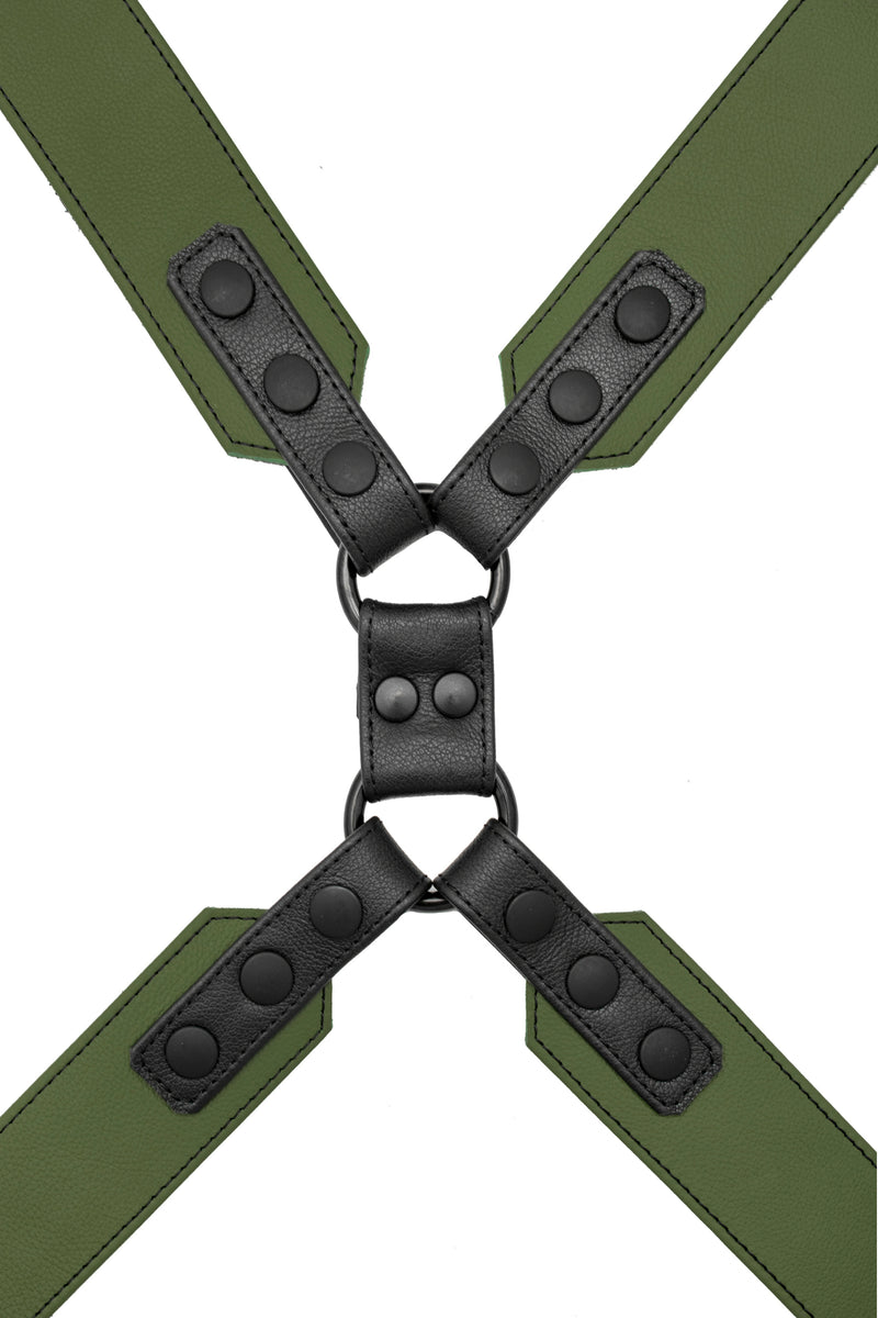 Army green leather commander harness