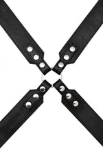 Black leather sergeant x harness with stainless steel hardware
