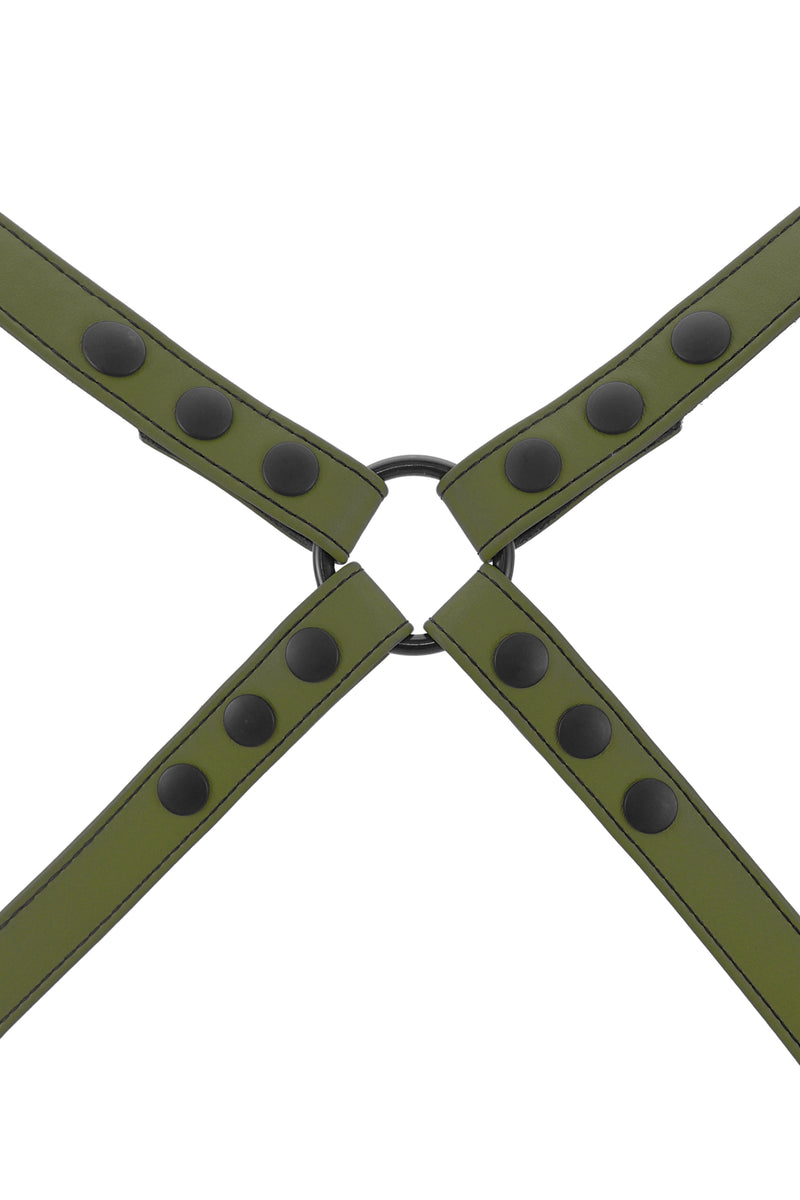 Army green leather shoulder harness