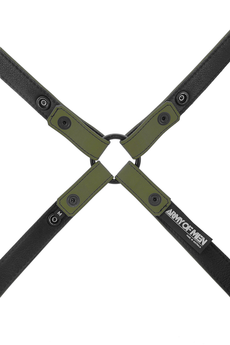 Army green leather shoulder harness lining
