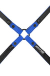 Blue leather shoulder harness lining