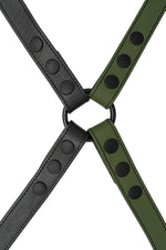 Army green leather shoulder buckle harness back