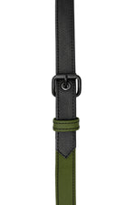Army green leather shoulder buckle harness front