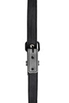 Grey leather shoulder buckle harness lining front