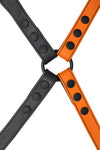 Orange leather shoulder buckle harness back