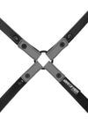Grey leather shoulder harness lining