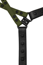 Army green leather universal x harness