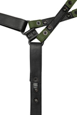 Army green leather universal x harness lining