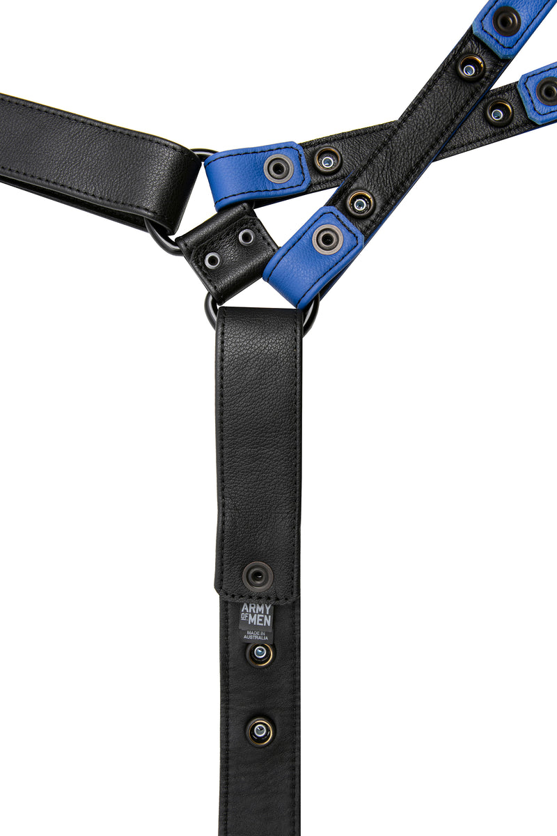 Blue leather universal x harness lining
