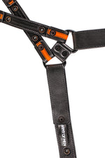 Black and fluro orange leather universal x harness lining