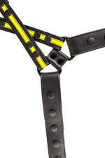 Black and fluro yellow leather universal x harness universal 