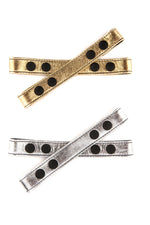 Metallic leather universal x front straps