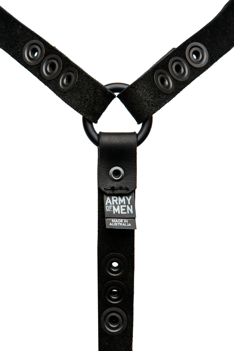 Black leather head harness lining