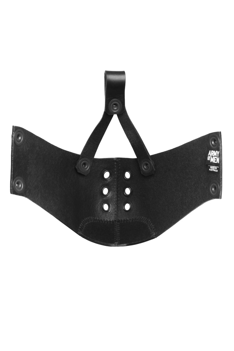 Black leather head harness muzzle, lining