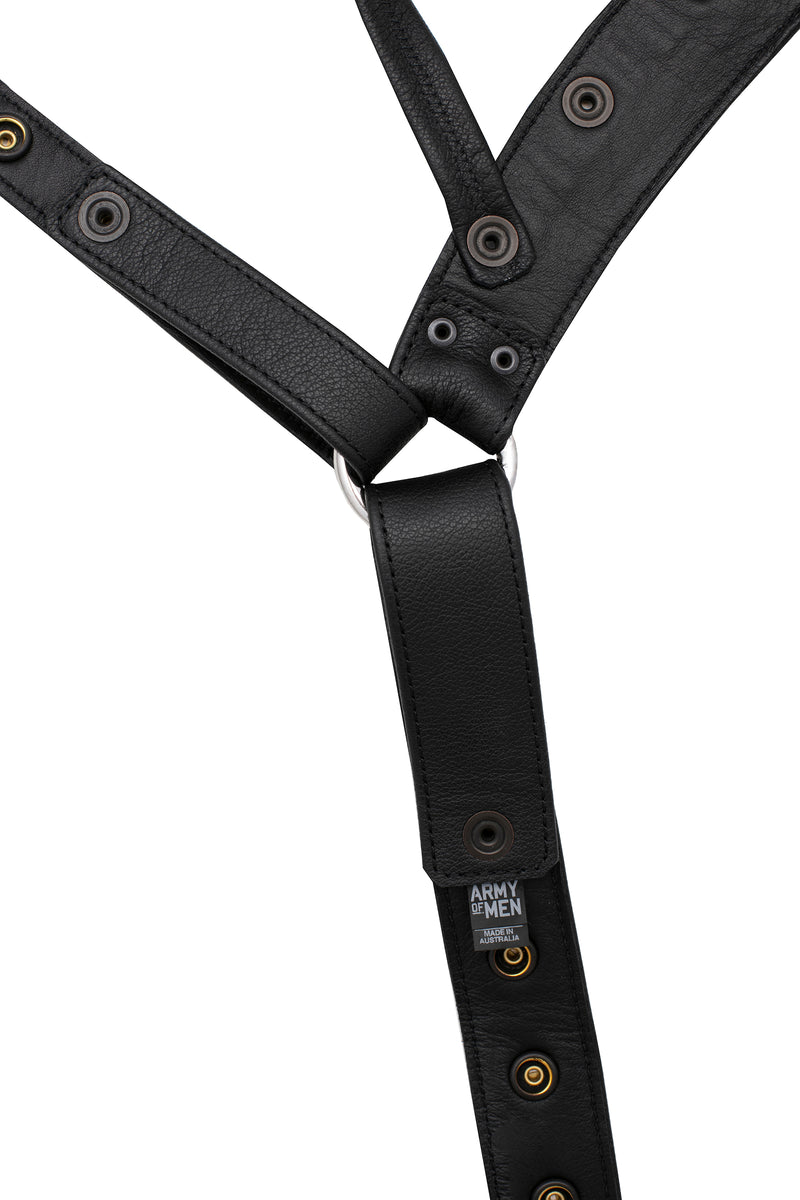 Black leather jockstrap lining