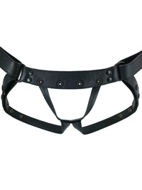 Black leather jockstrap with codpiece removed