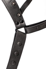Black leather harness jockstrap