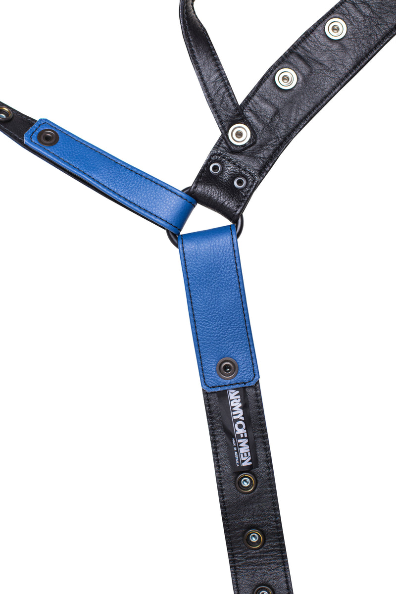 Blue leather jockstrap lining