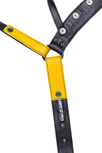 Yellow leather jockstrap lining