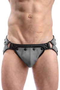 Grey leather jockstrap and codpiece