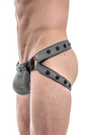 Grey leather jockstrap and codpiece