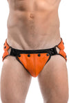 Orange leather jockstrap and codpiece