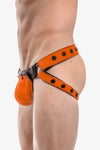 Orange leather jockstrap and codpiece