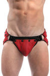 Red leather jockstrap and codpiece