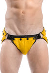 Yellow leather jockstrap and codpiece