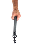 Model holding grey leather handle leash