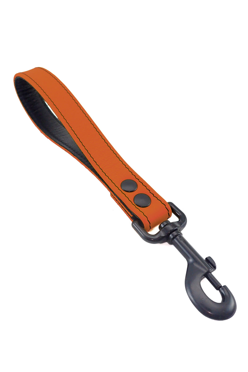 Orange leather handle leash