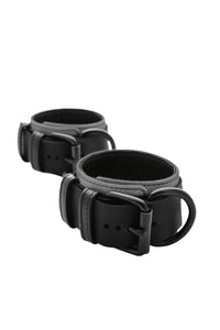 Grey and black leather ankle restraints