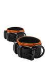 Orange and black leather ankle restraints