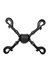 4-way black leather hogtie with black metal hardware
