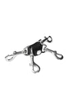 4-way black leather hogtie with stainless steel hardware
