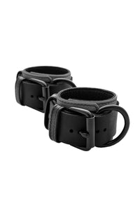 Grey and black leather wrist restraints