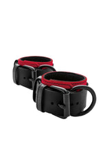 Red and black leather wrist restraints