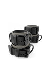 Grey and black leather wrist and ankle restraints set