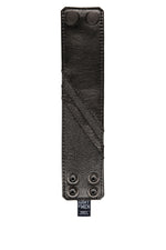 Black leather wristband with matt black leather chevron detailing