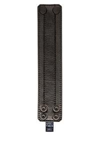 Black leather racer stripe wristband