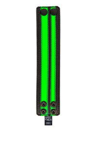 Fluro green leather stripe wristband