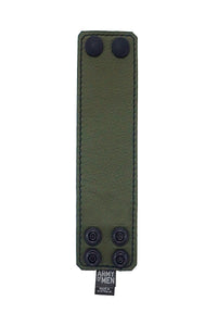 Army green leather 2" wide leather wristband flat