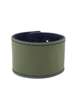 Army green leather 2" wide leather wristband